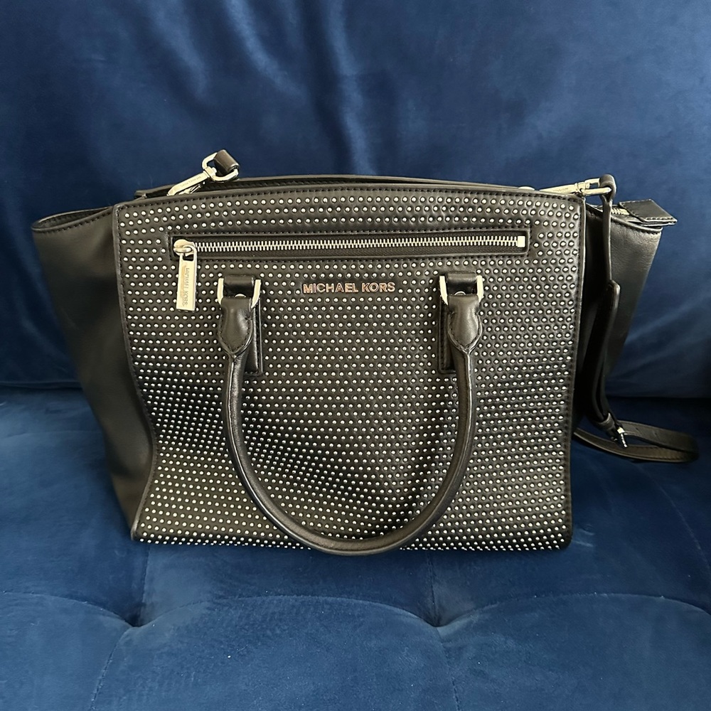 Michael kors leather studded shoulder bag